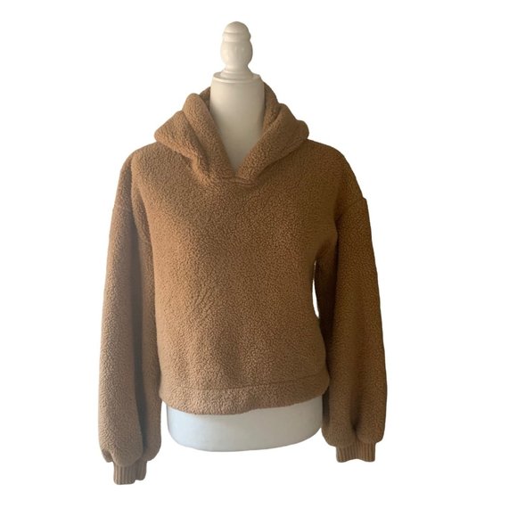 Abercrombie & Fitch Soft AF Collection Sherpa Hoodie Sweater Women's Crop Size S - Picture 1 of 12